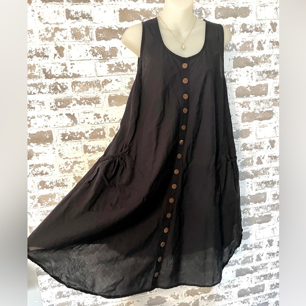 Double Decker One Size Black 100% Cotton sundress or swim cover